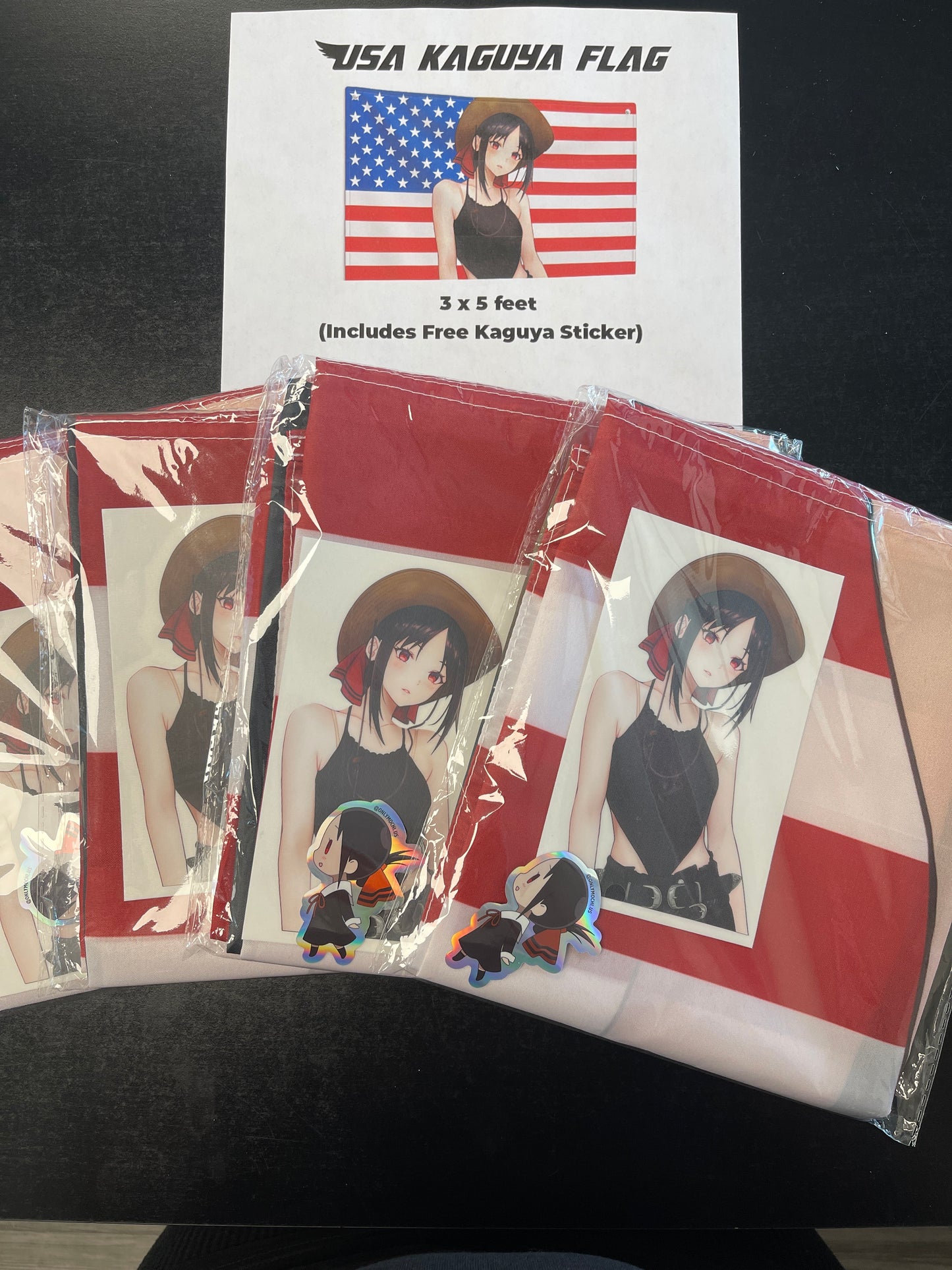 Kaguya-Sama USA flag and vinyl sticker set