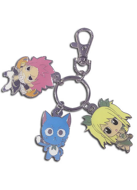 Fairy Tail S8 - SD Natsu Dragneel, Happy, and Lucy Heartfilia Metal Keychain